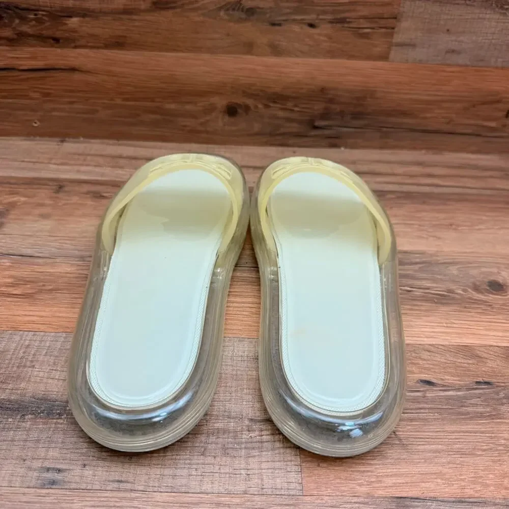 Tory Burch Women's Size 8B Ivory Logo Bubble Jelly Slide Sandal Shoes